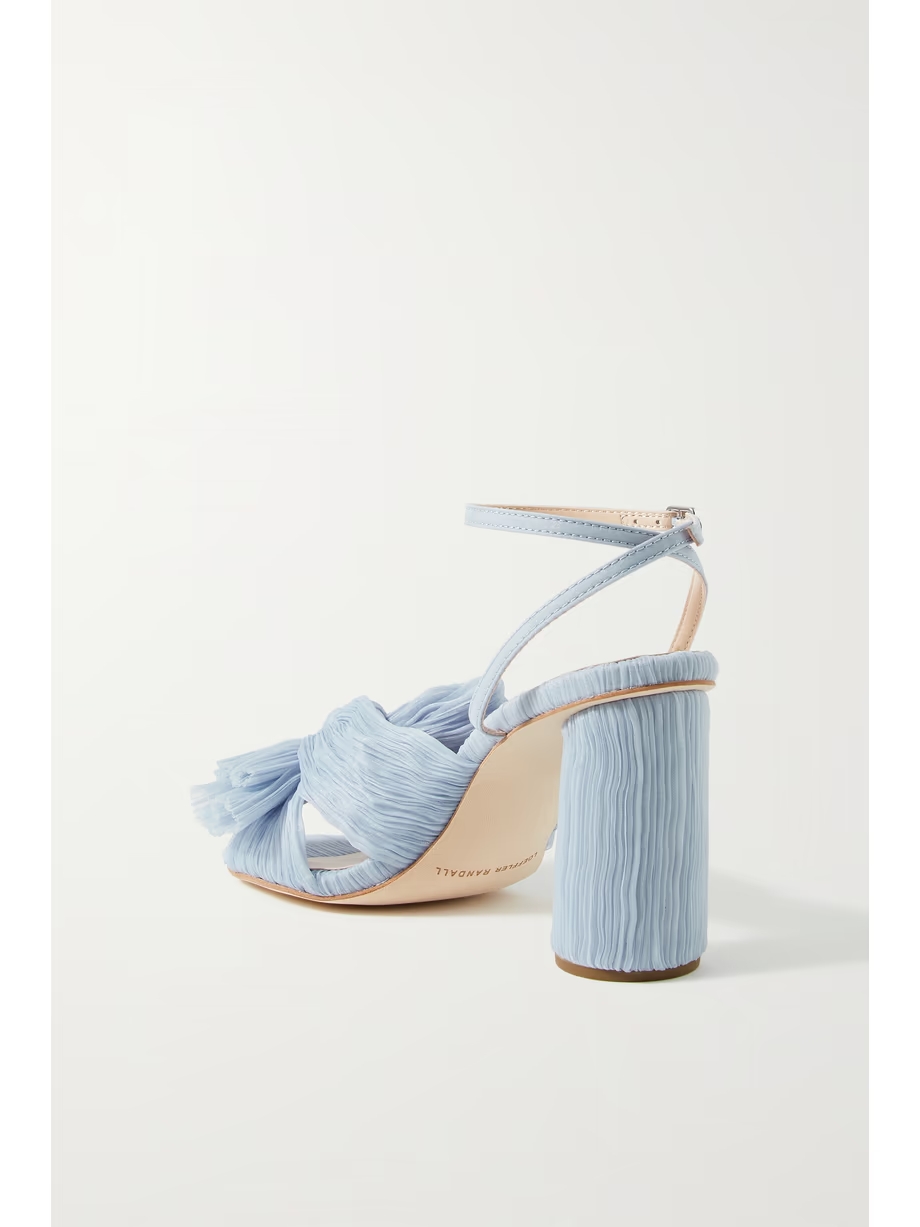 Camellia bow-embellished plissé-organza sandals