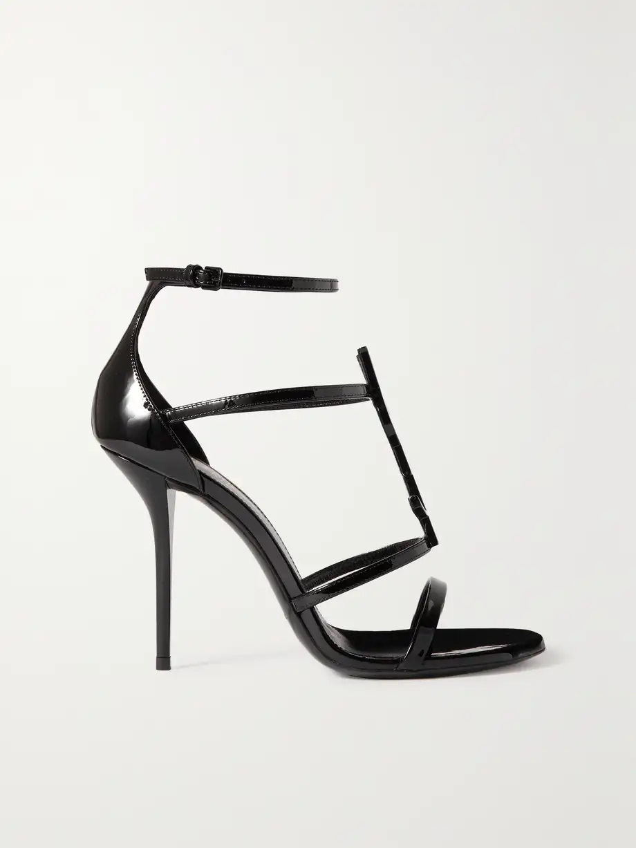 Cassandra logo-embellished patent-leather sandals