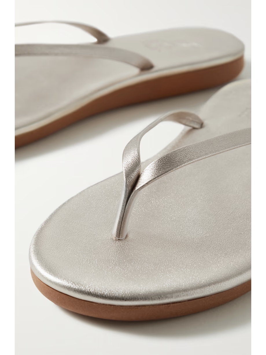 Saionara metallic leather flip flops