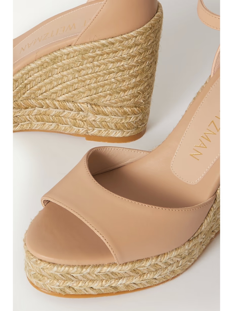 Nudistcurve leather espadrille wedge sandals