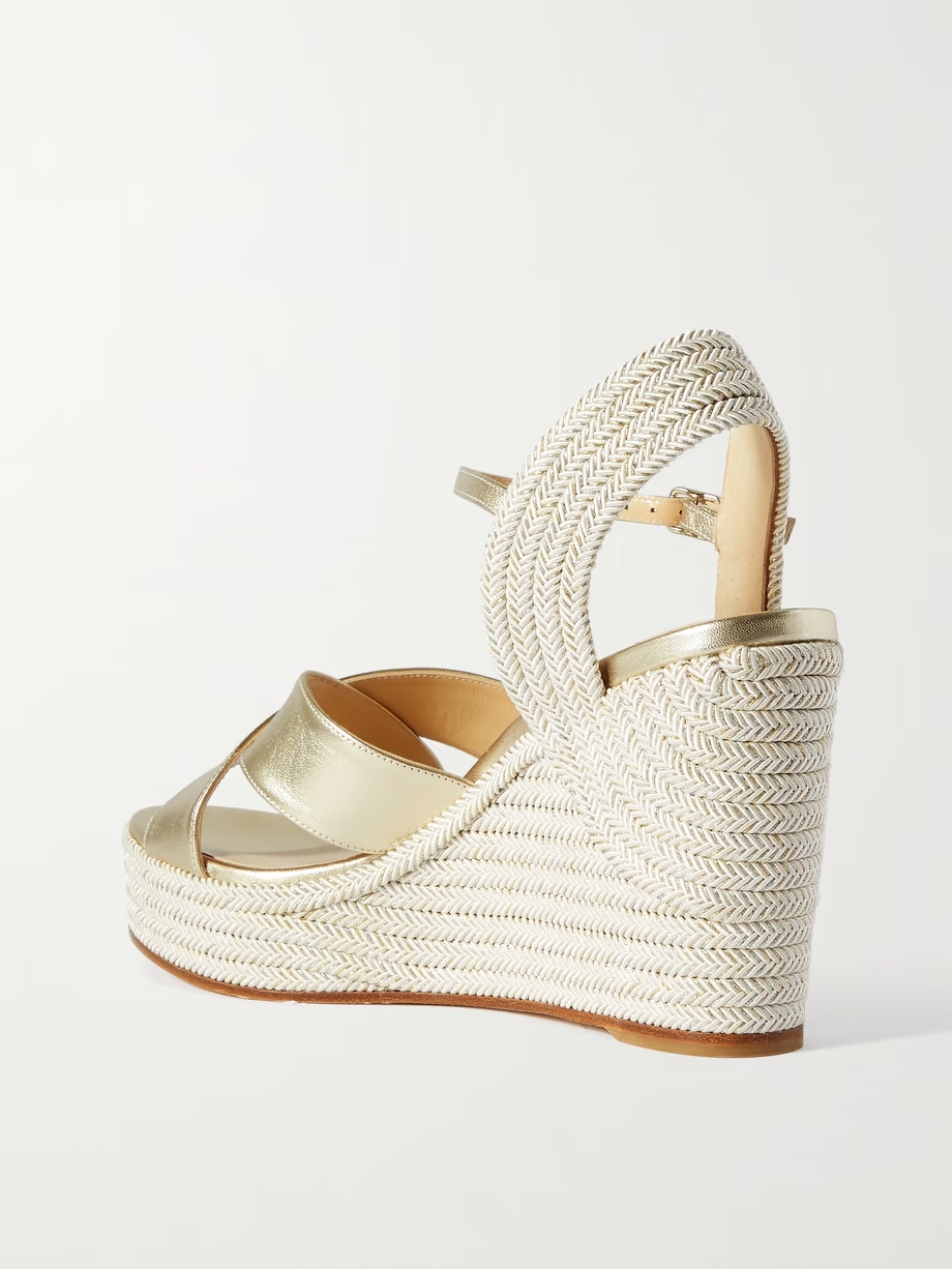 Dellena 100 metallic leather espadrille wedge sandals