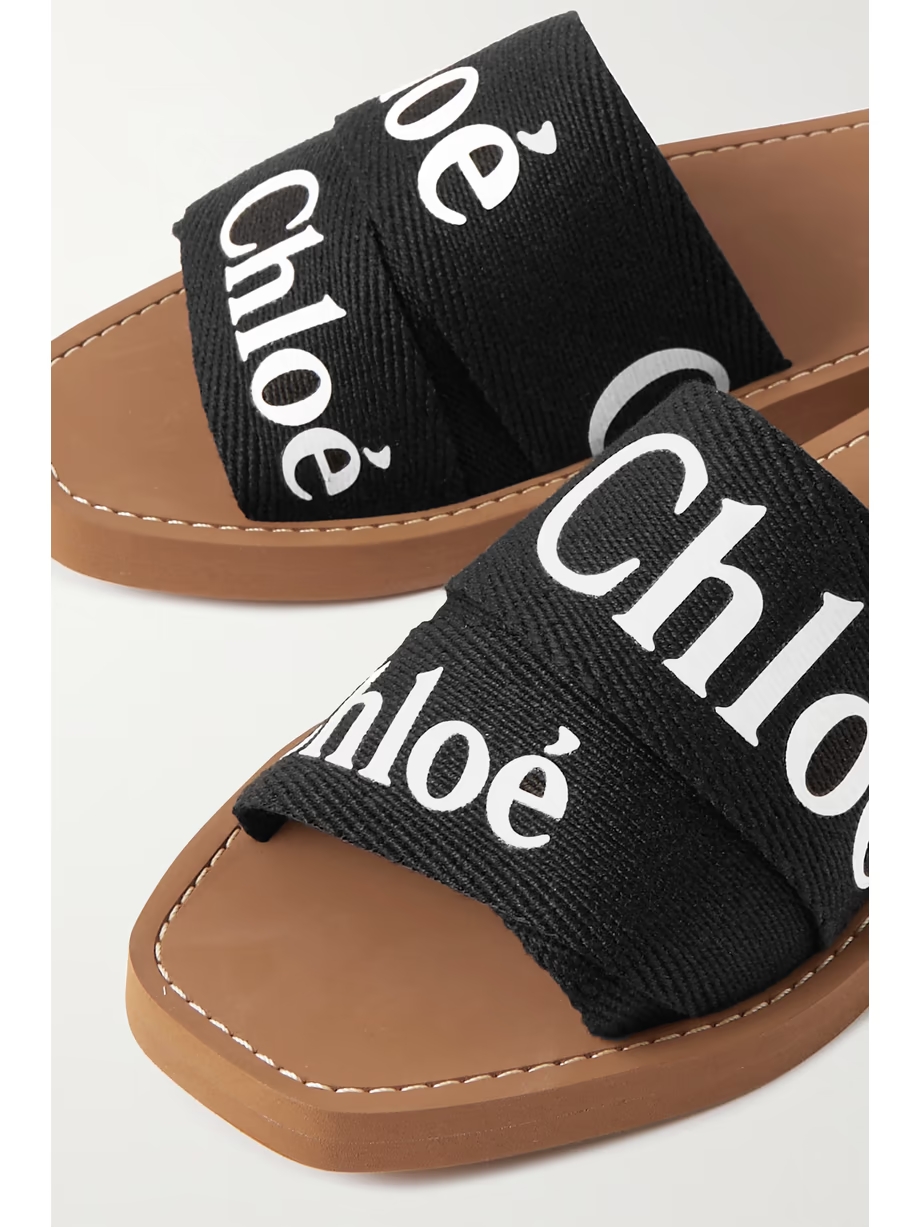 Woody logo-print canvas slides