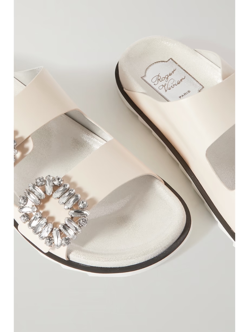 Slidy Viv Swarovski crystal-embellished leather slides