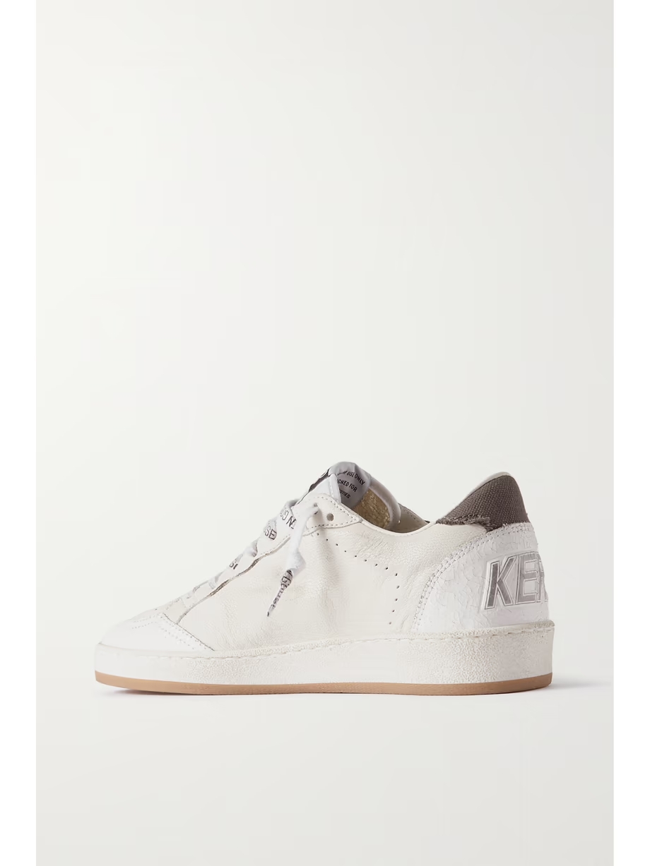 Ball Star distressed calf hair and canvas-trimmed leather sneakers