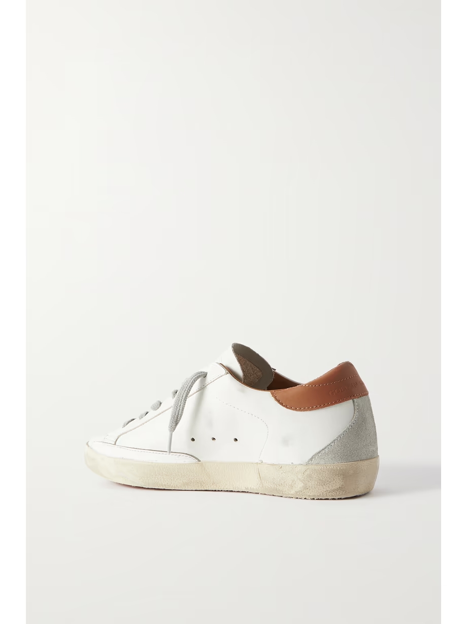 Super-Star suede-trimmed distressed leather sneakers