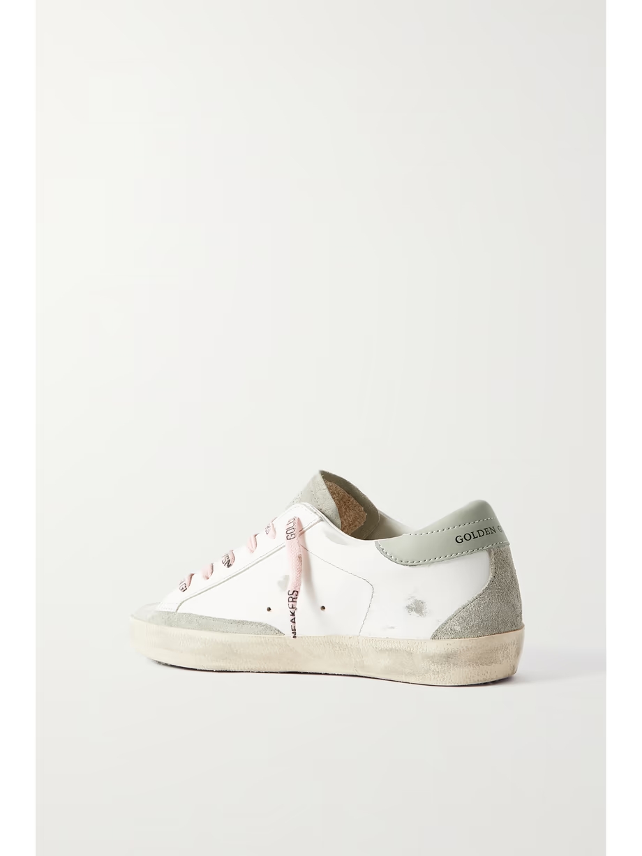 Super-Star distressed leather and suede sneakers