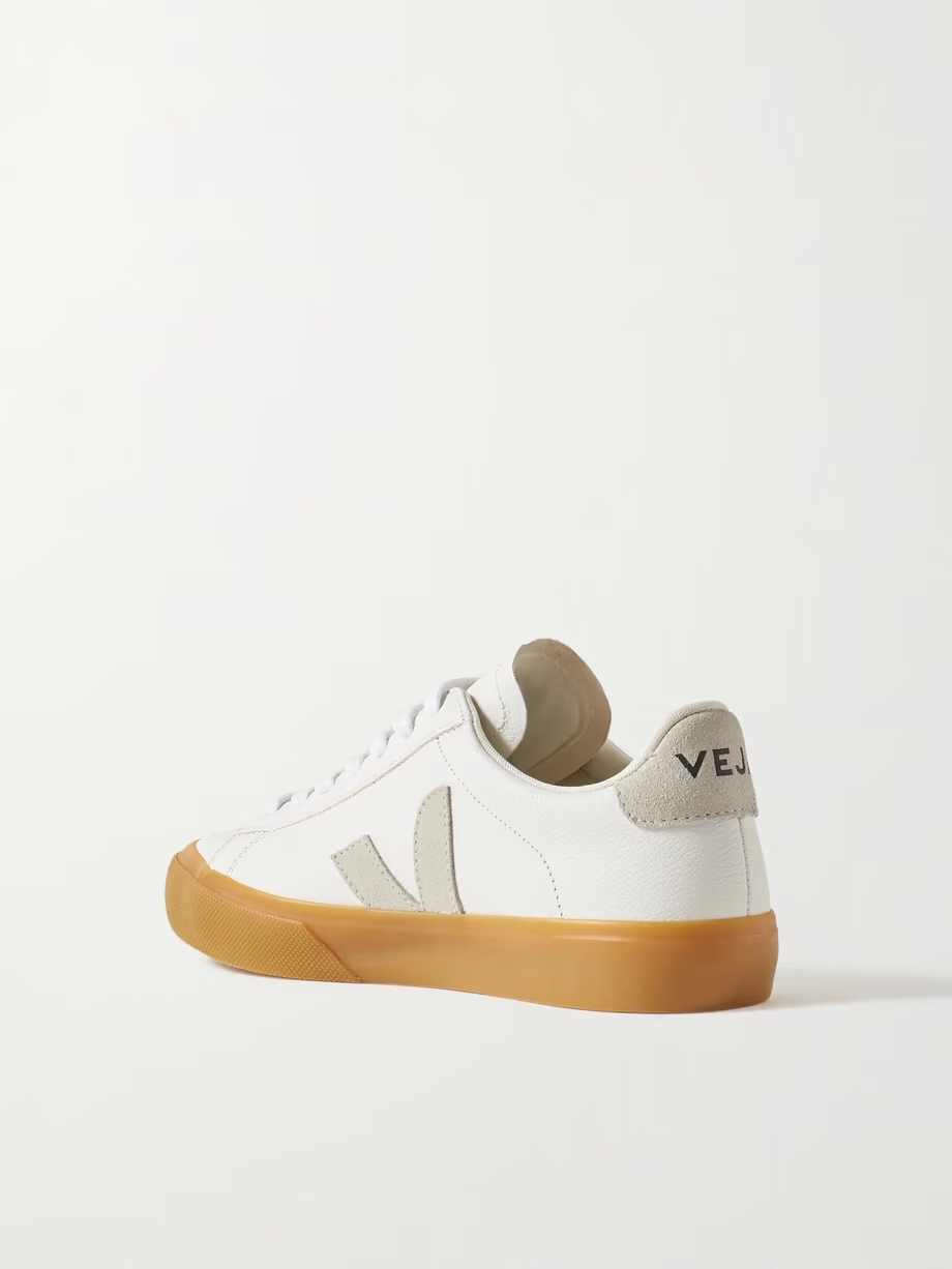 Campo suede-trimmed textured-leather sneakers