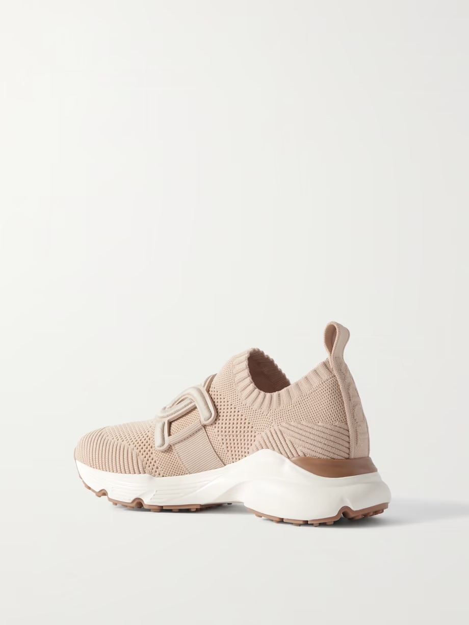 Kate rubber-trimmed mesh and stretch-knit slip-on sneakers