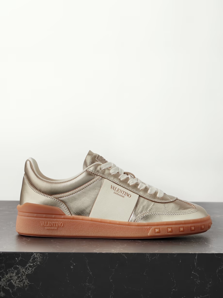 Upvillage two-tone metallic leather sneakers