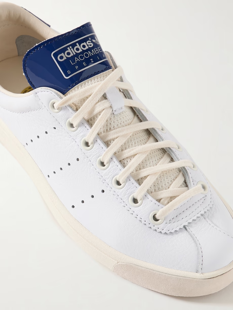 Lacombe Spezial mesh and patent leather-trimmed leather sneakers