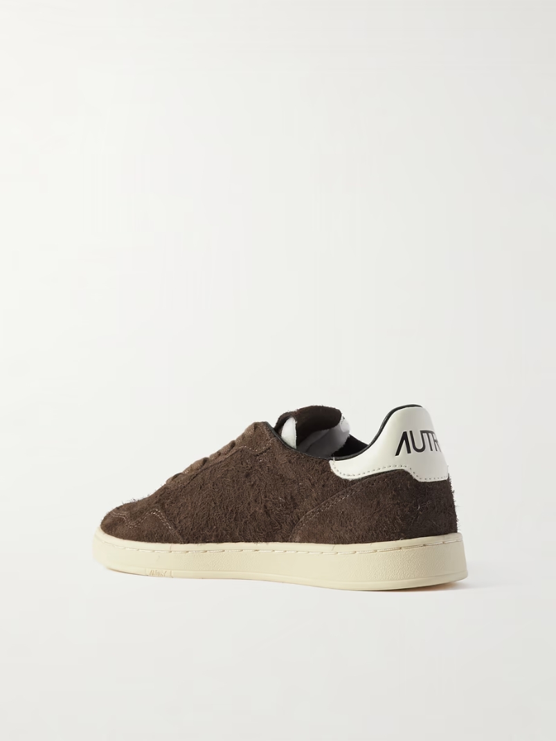 Flat Low leather-trimmed suede sneakers