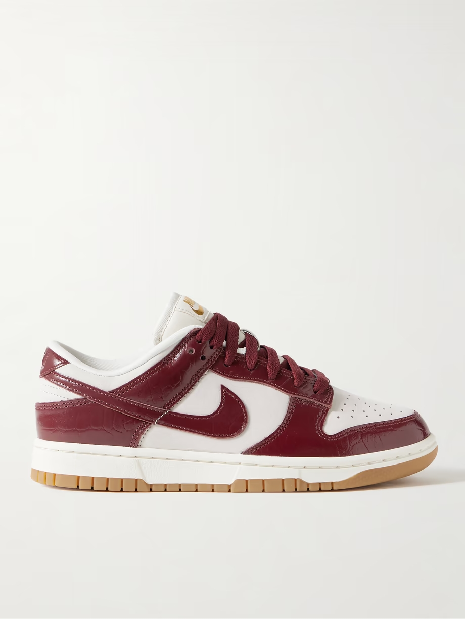 Dunk Low croc-effect leather-and suede sneakers