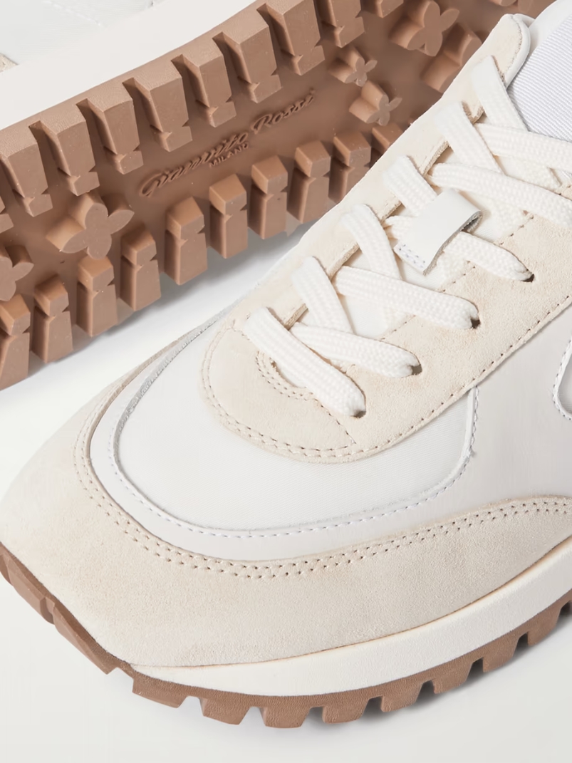 Gravel suede, leather and shell sneakers