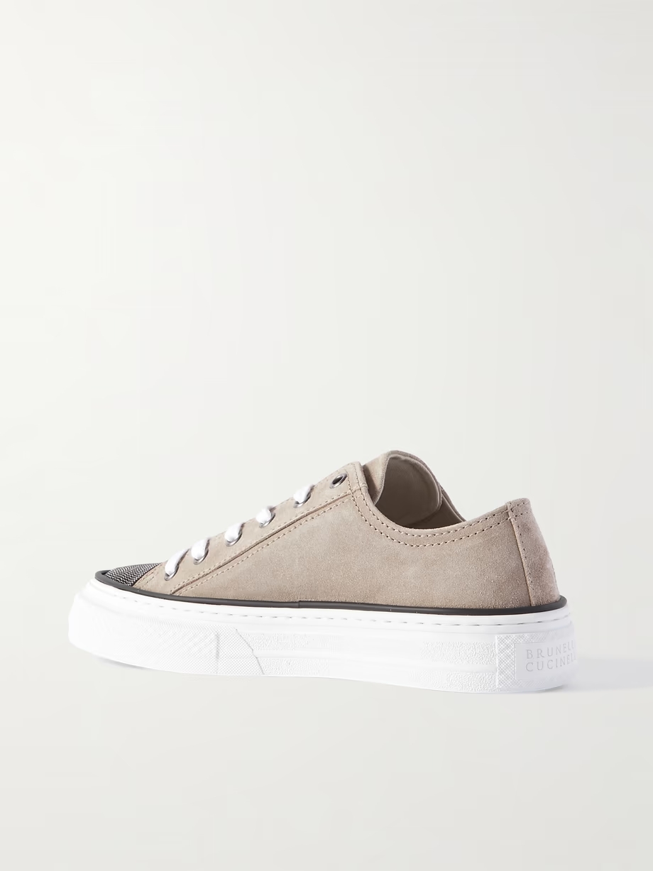 Bead-embellished suede sneakers