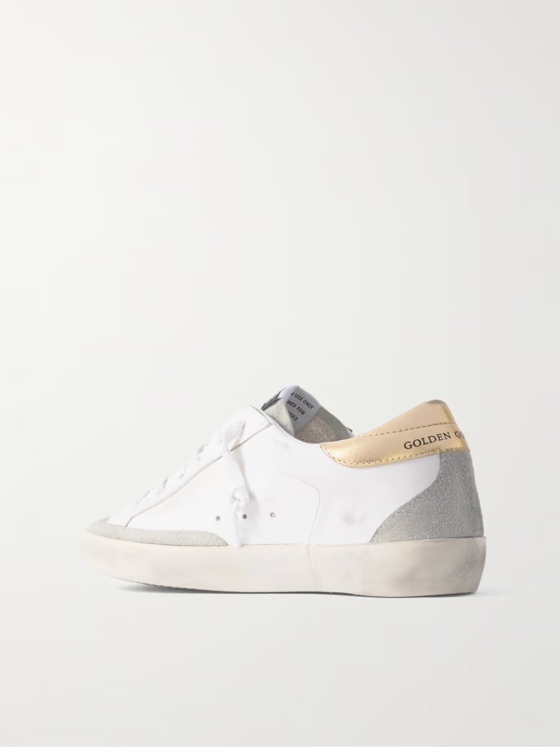 Super-Star embellished distressed suede and leather sneakers