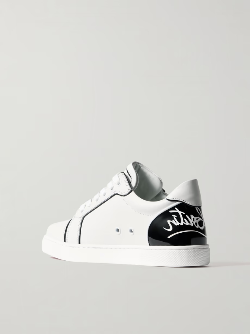 Fun Vieira patent-leather trimmed leather sneakers