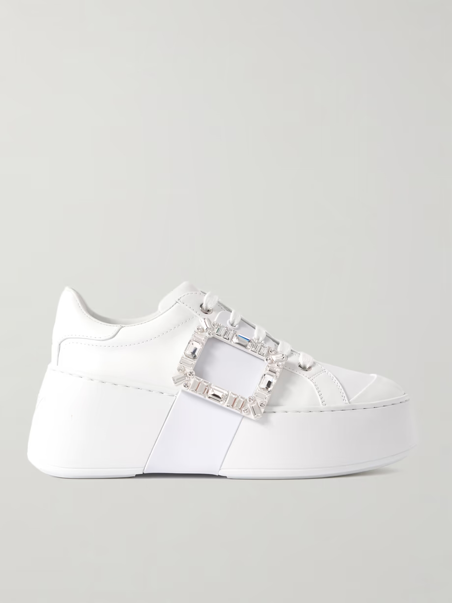 Viv Skate High crystal-embellished rubber-trimmed leather sneakers