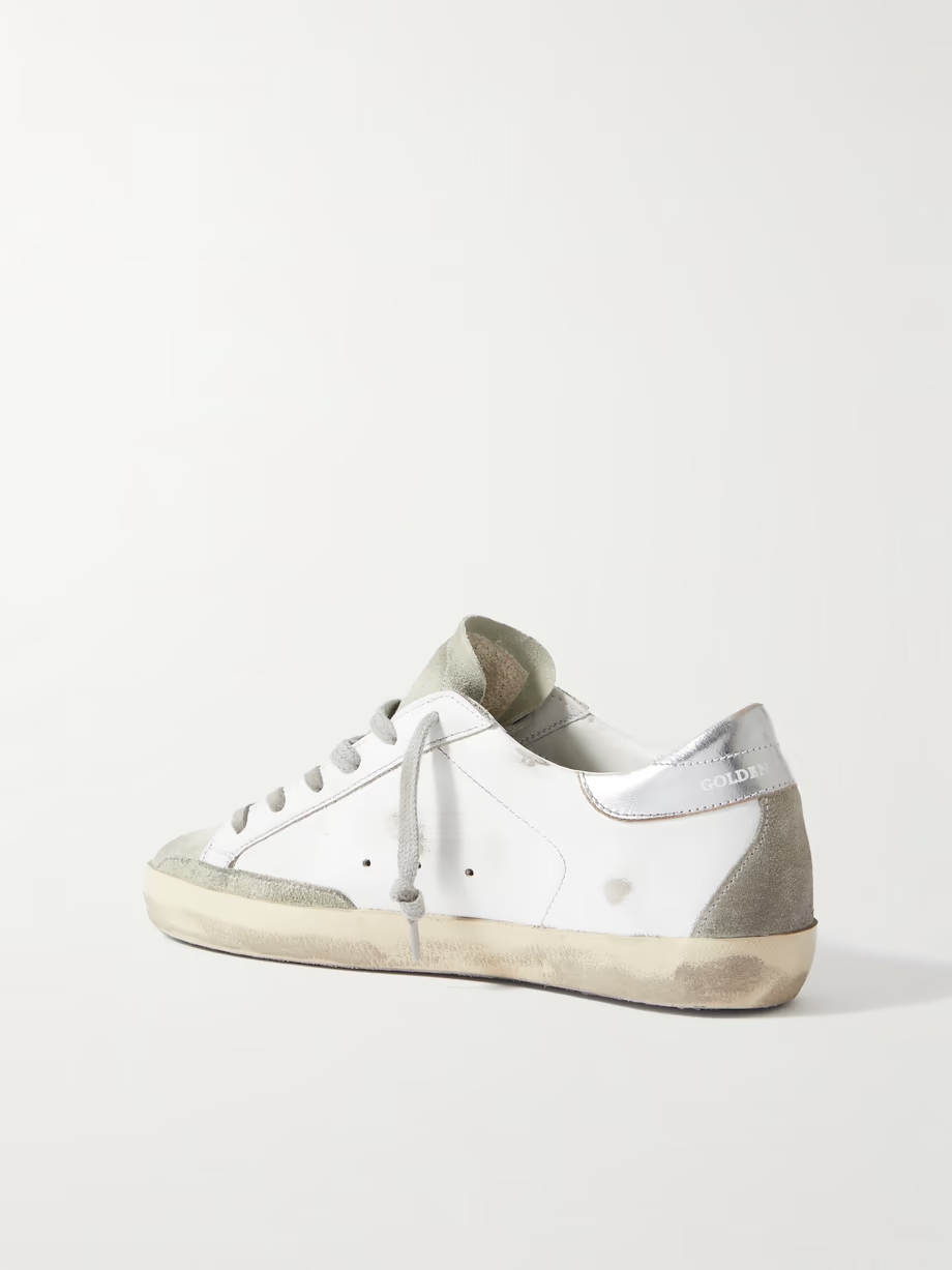 Superstar distressed metallic leather sneakers