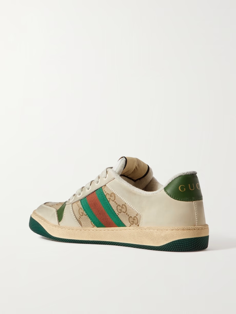 Screener suede, distressed leather and canvas sneakers