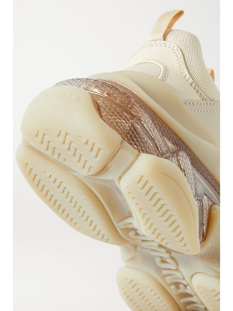 Triple S Clear Sole logo-embroidered faux leather and mesh sneakers