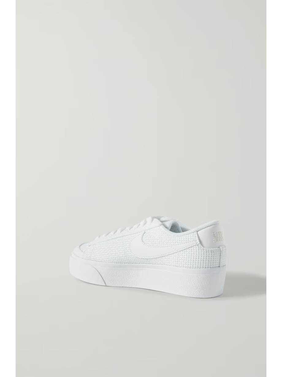 Blazer Low leather-trimmed crocheted platform sneakers