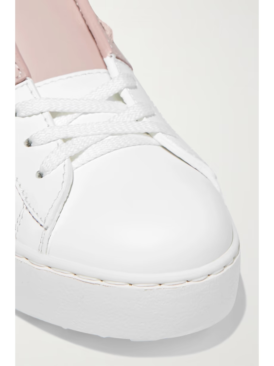 Open two-tone leather sneakers