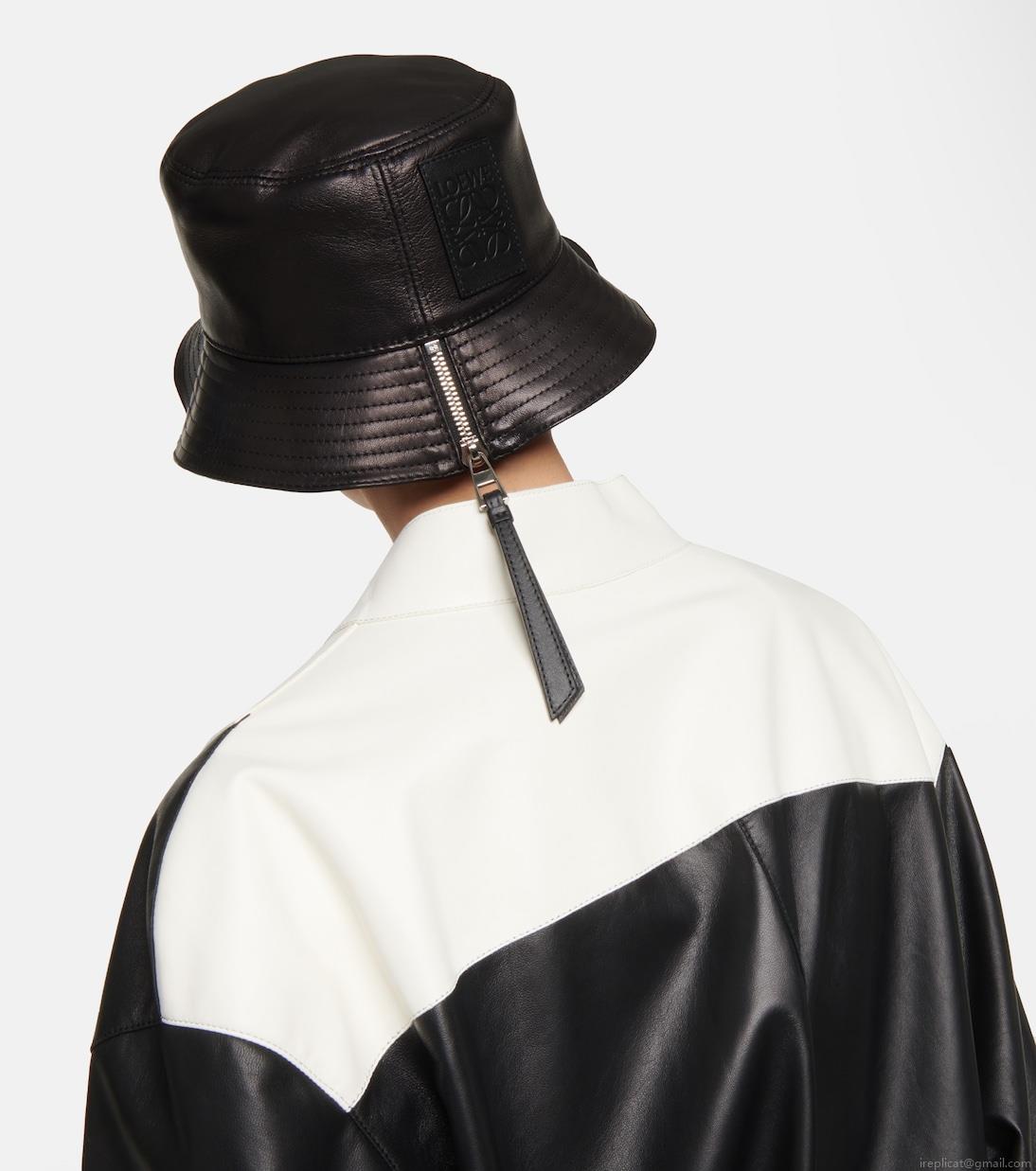 LoeweLeather bucket hat