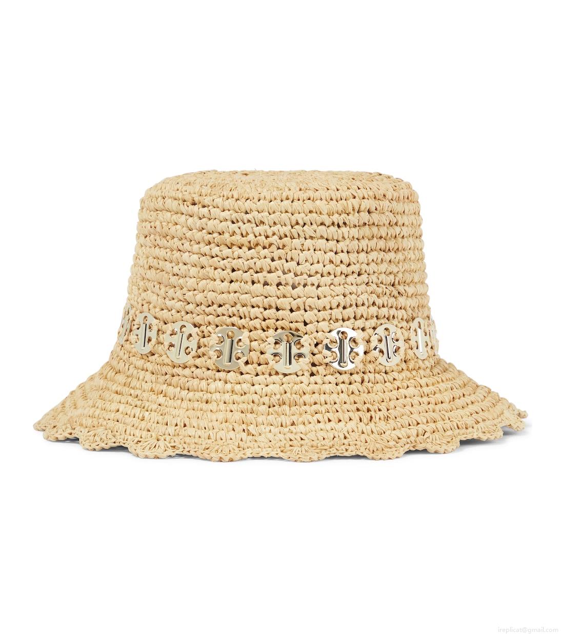 RabanneEmbellished raffia bucket hat