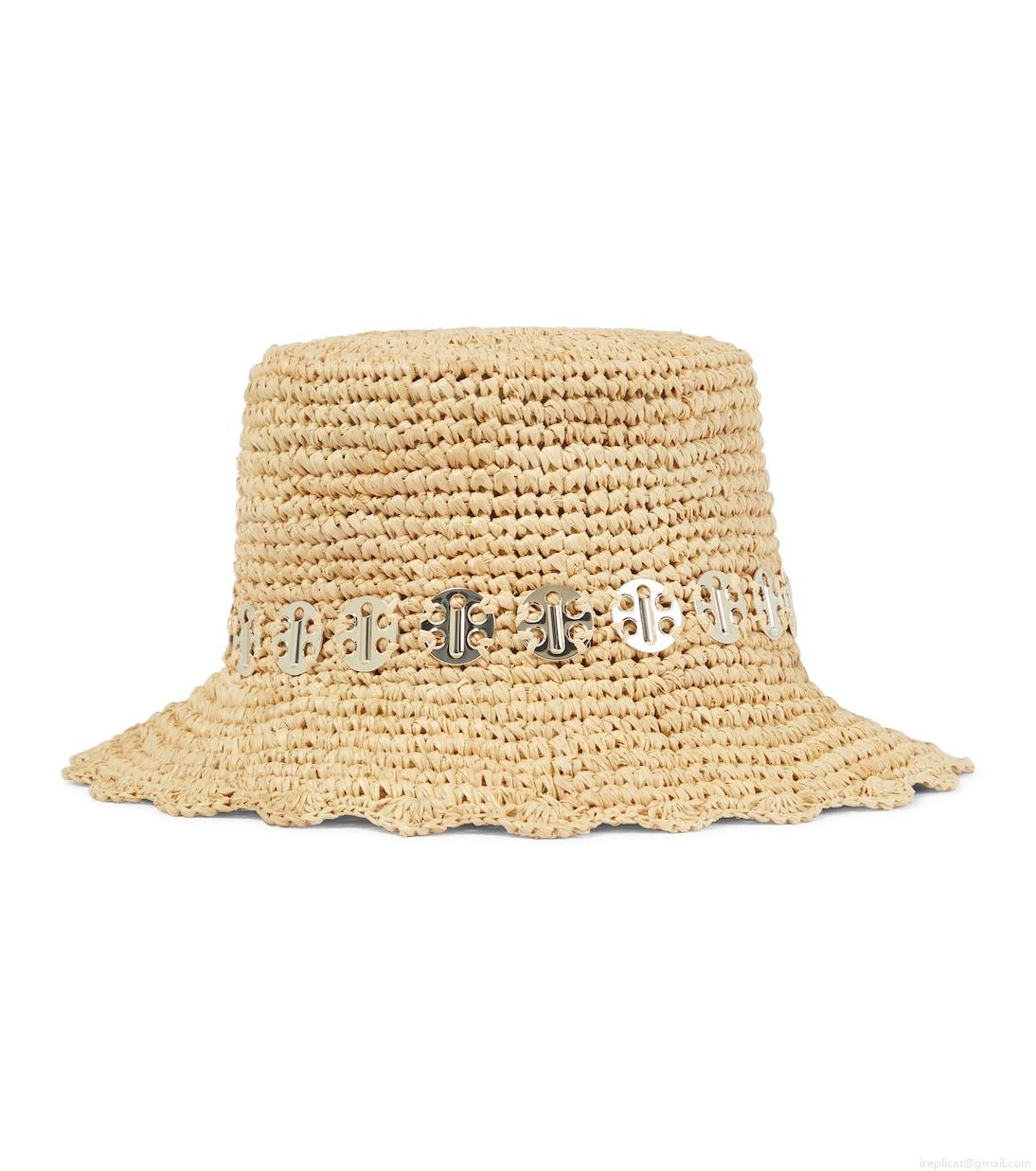 RabanneEmbellished raffia bucket hat