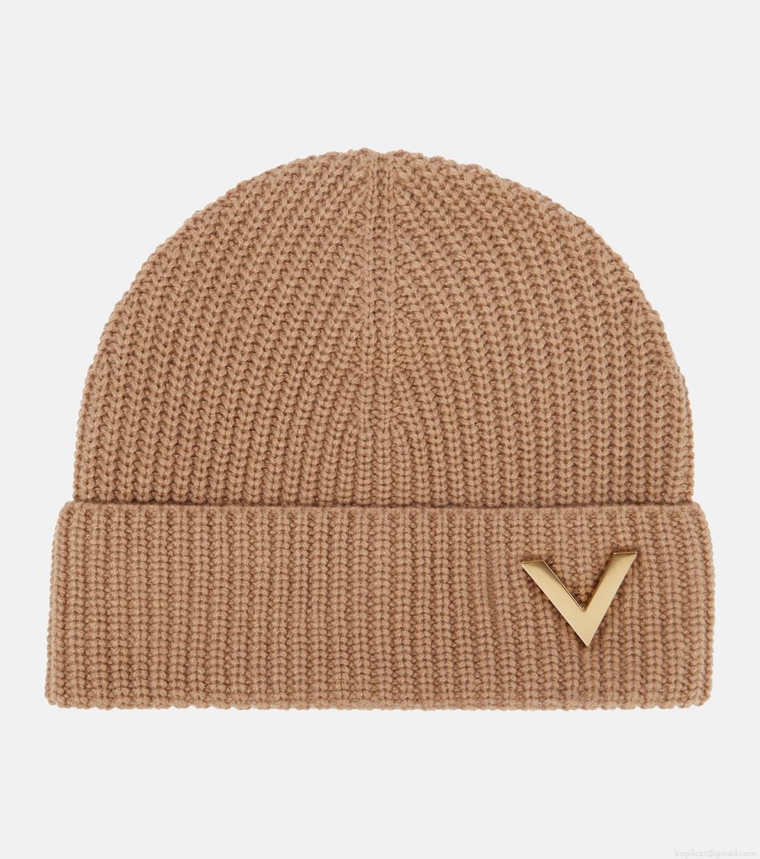 ValentinoRibbed-knit embellished cashmere beanie