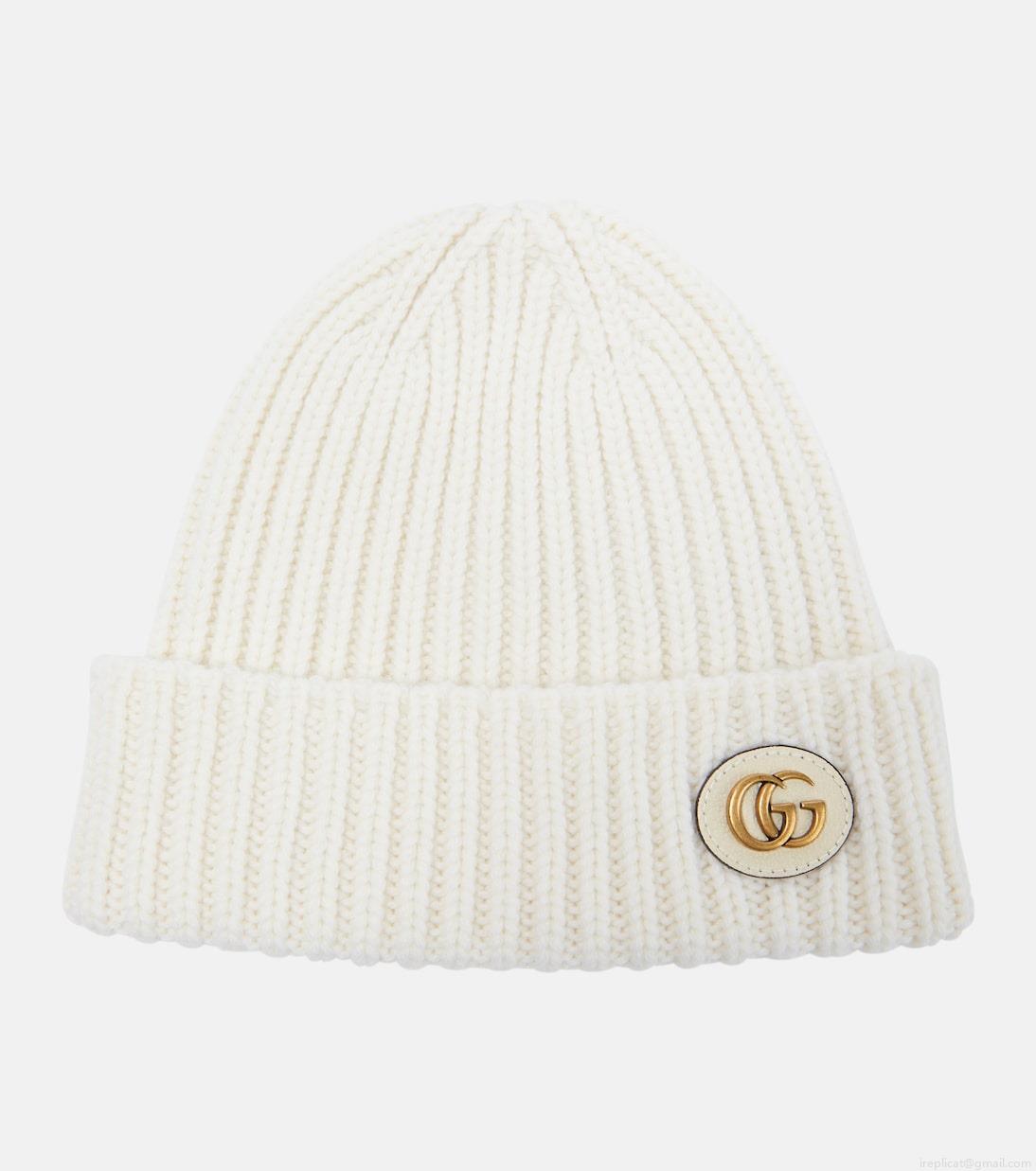 GucciWool and cashmere leather-trimmed beanie