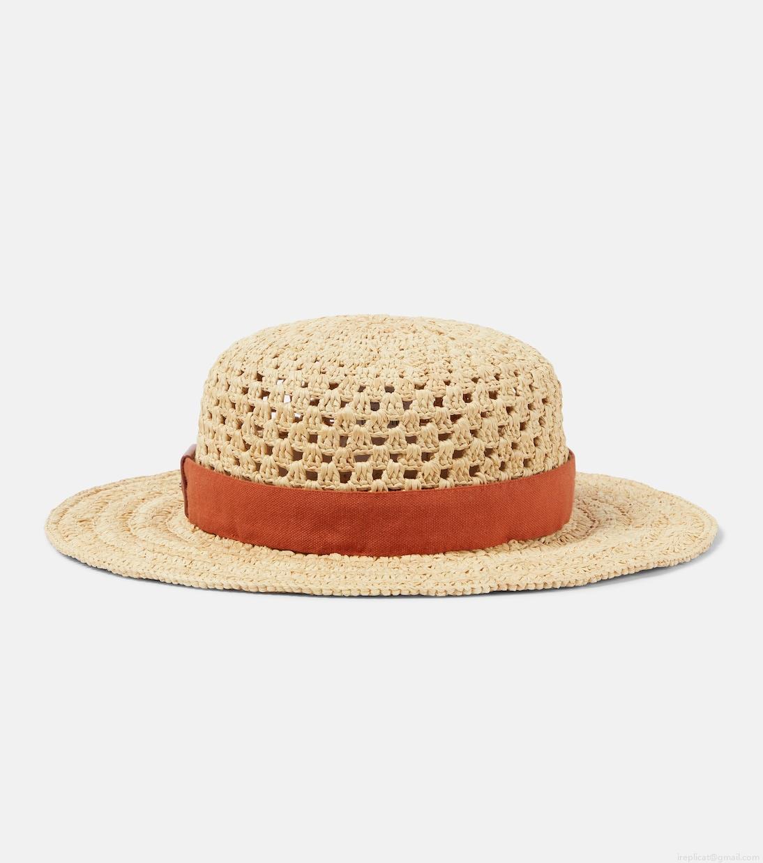 ChloéLeather-trimmed raffia hat