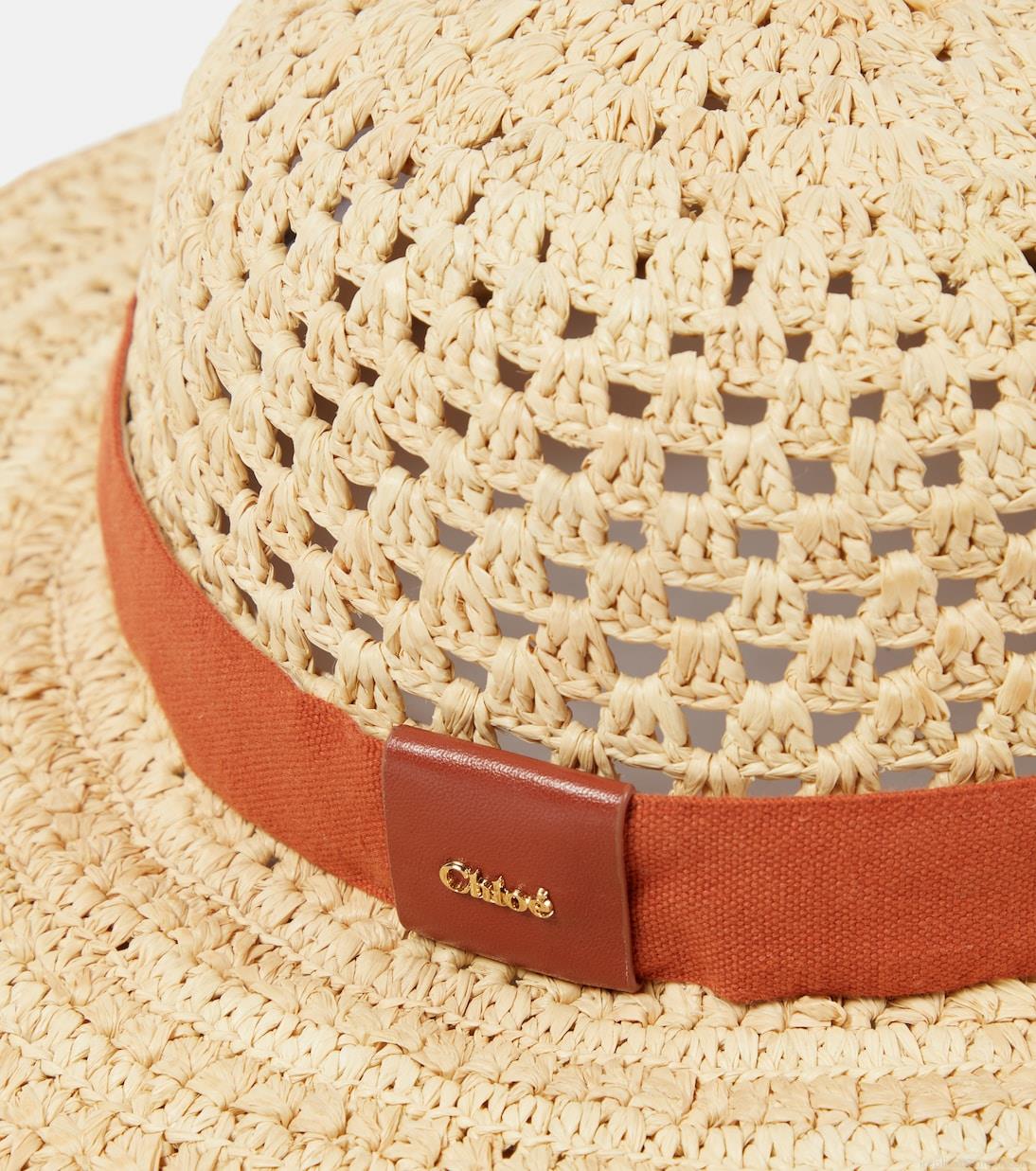 ChloéLeather-trimmed raffia hat