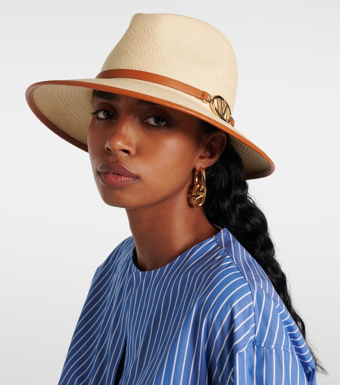 ValentinoThe Bold Edition VLogo straw fedora