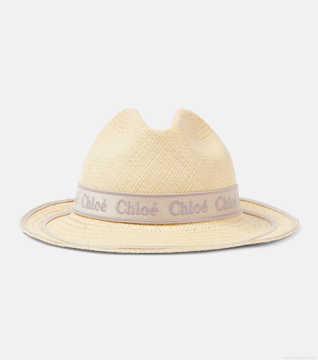 ChloéWoody logo straw Panama hat