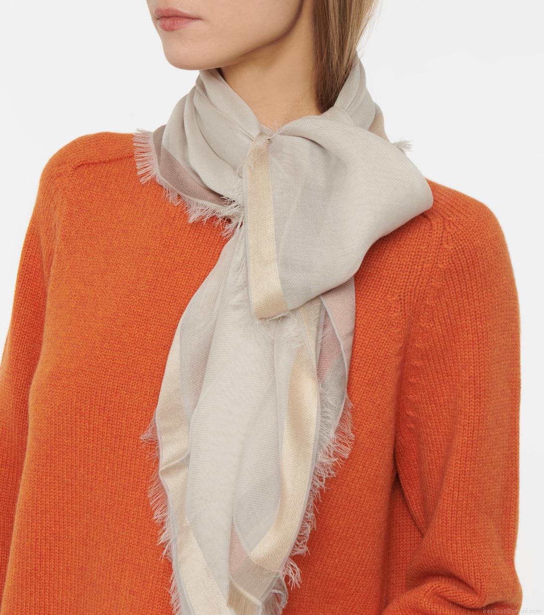 Loro PianaQuadrata silk-trimmed cotton scarf