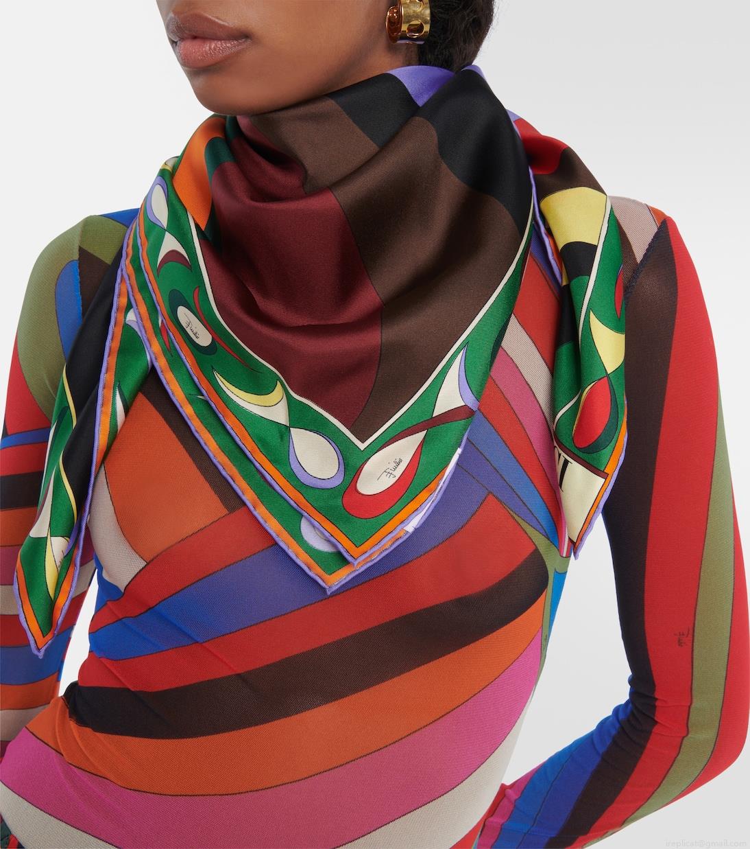 PucciPesci silk twill scarf