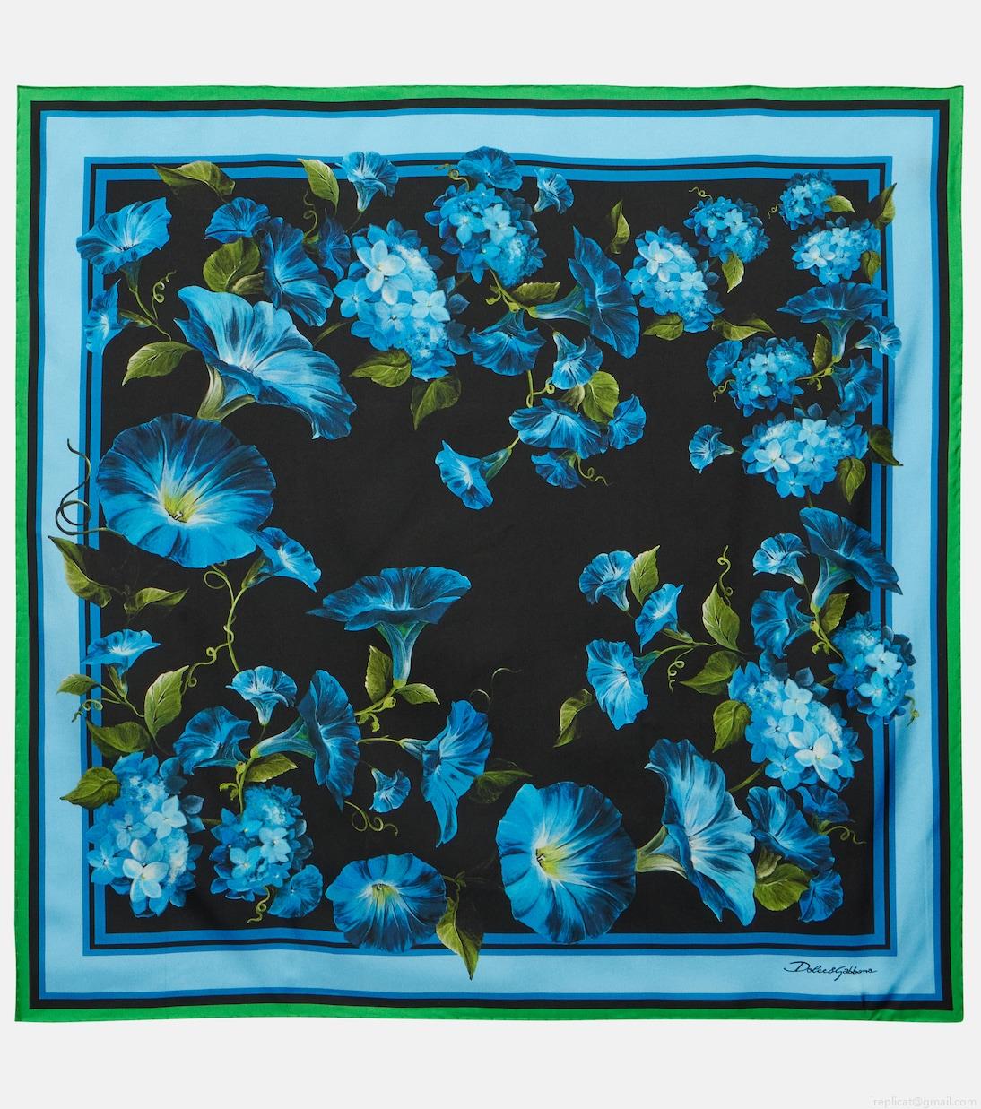 Dolce&GabbanaBluebell-print silk twill scarf