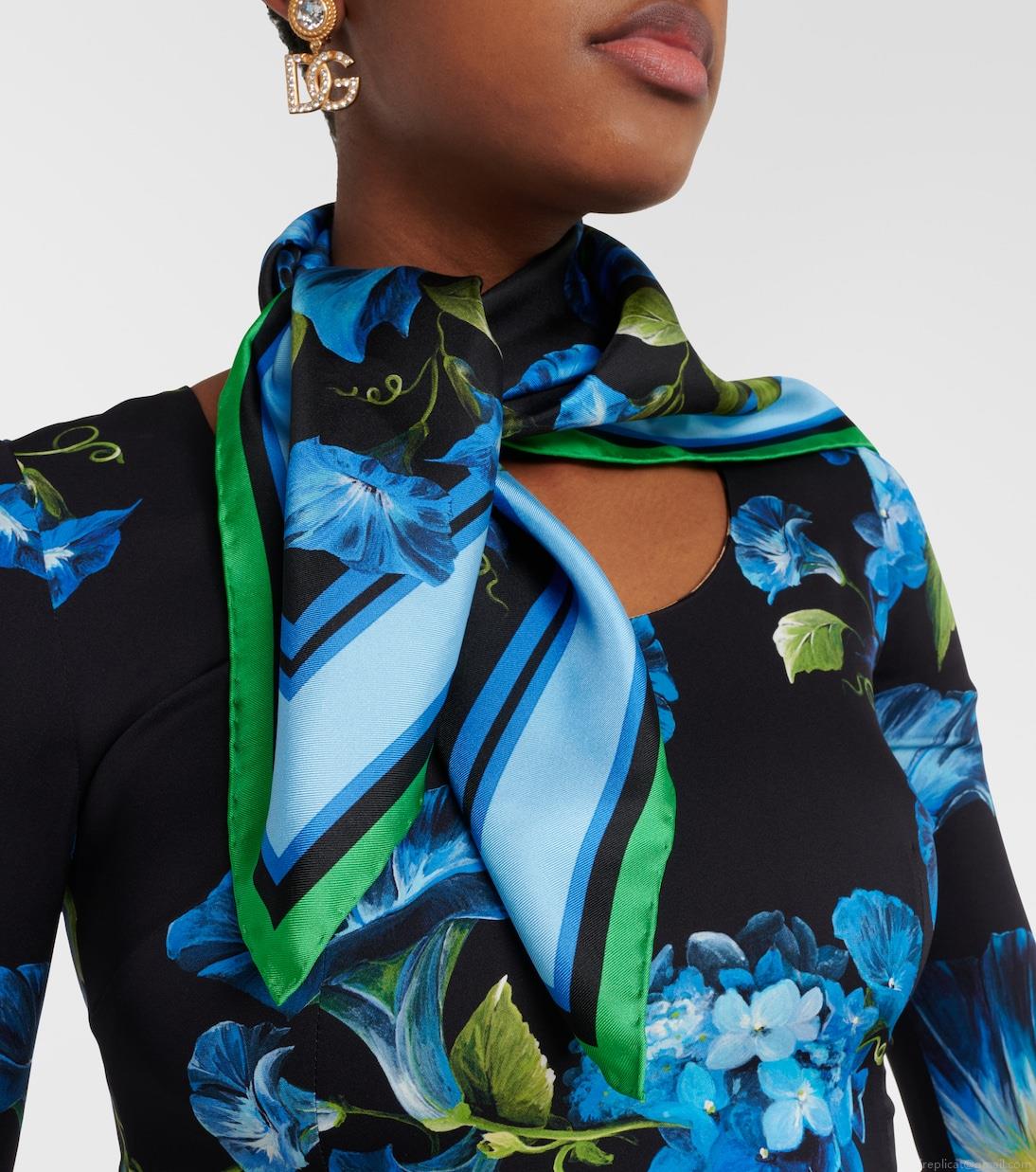 Dolce&GabbanaBluebell-print silk twill scarf