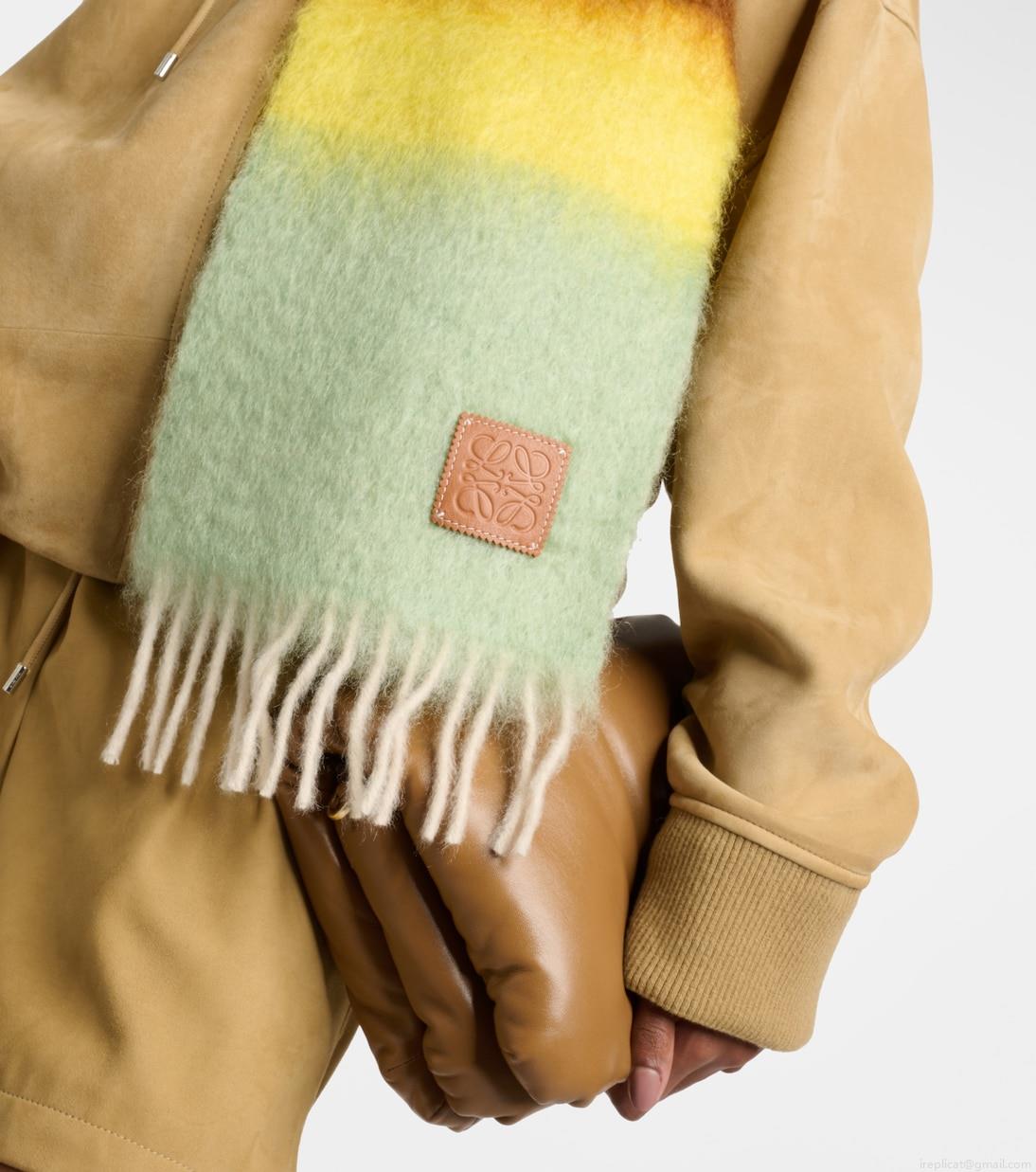 LoeweStriped mohair and wool scarf