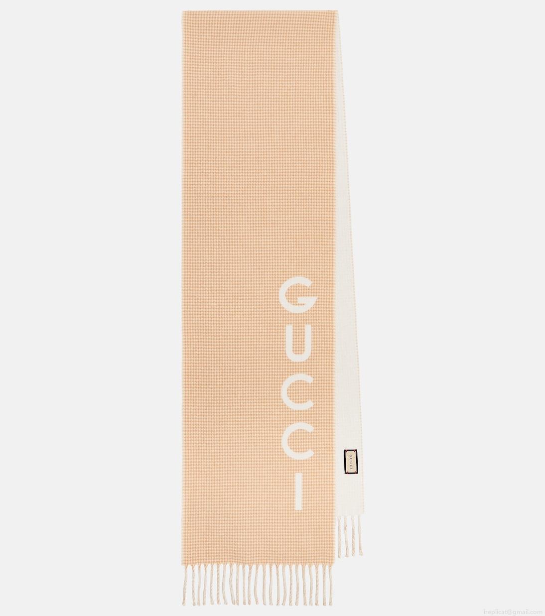 GucciLogo jacquard wool and cashmere scarf