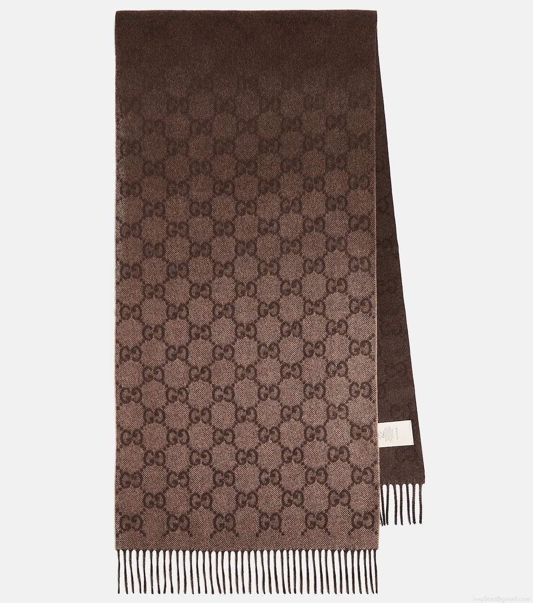 GucciGG jacquard fringed cashmere scarf