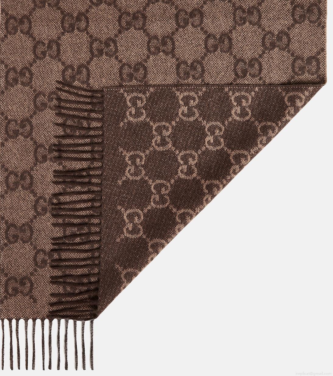 GucciGG jacquard fringed cashmere scarf