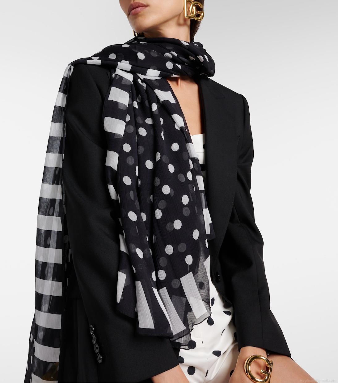 Dolce&GabbanaStriped silk chiffon scarf