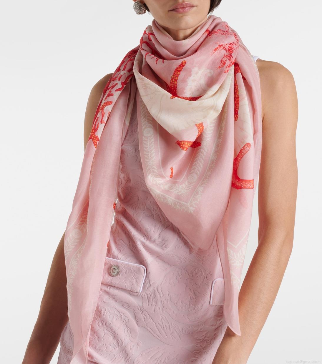 VersaceBarocco Sea cotton and silk scarf