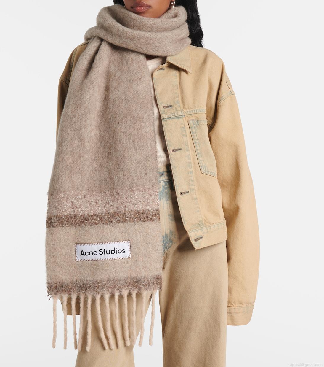 Acne StudiosLogo fringed wool-blend scarf